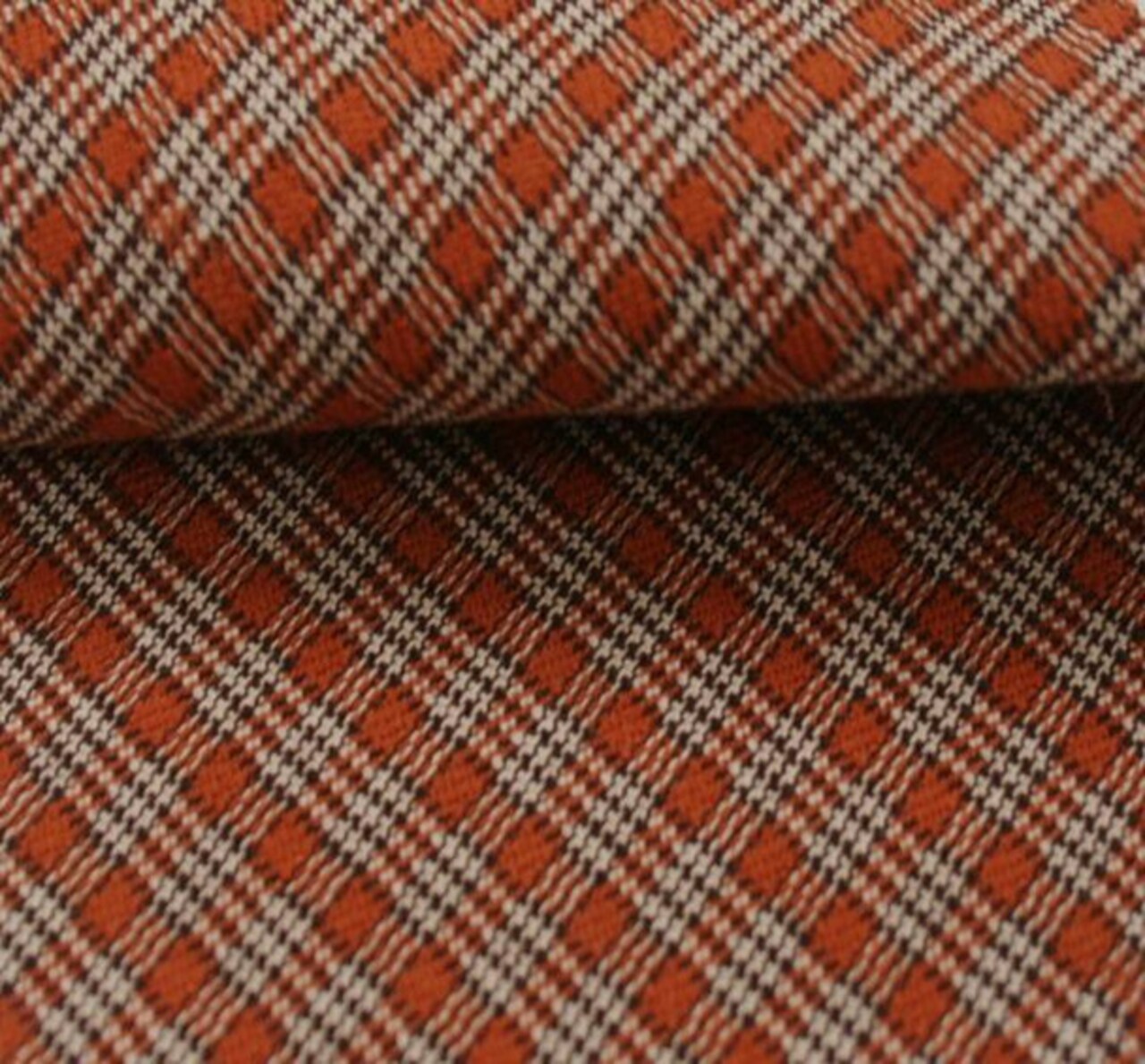 1 Yard Orange or Brown Stretch Plaid Apparel Fabric, 44/45" Wide, Medium Weight